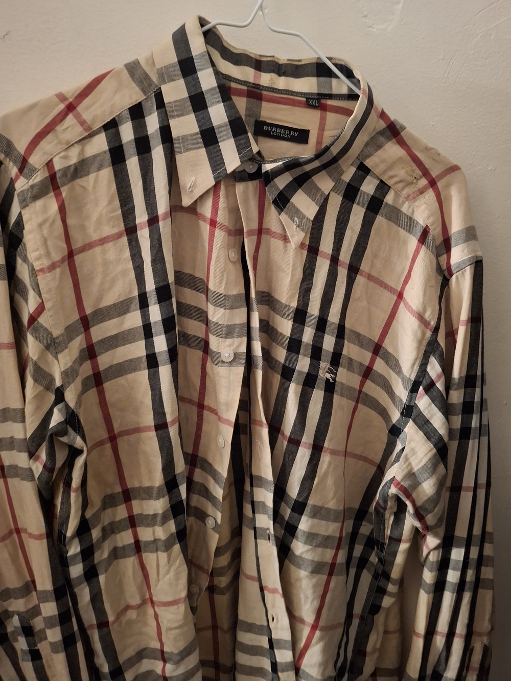 Burberry Men's Classic Beige Check Button-Down Shirt